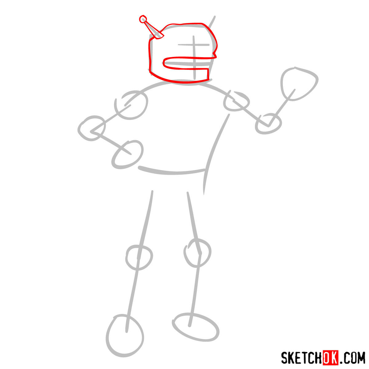 How to draw Calculon from Futurama - step 02